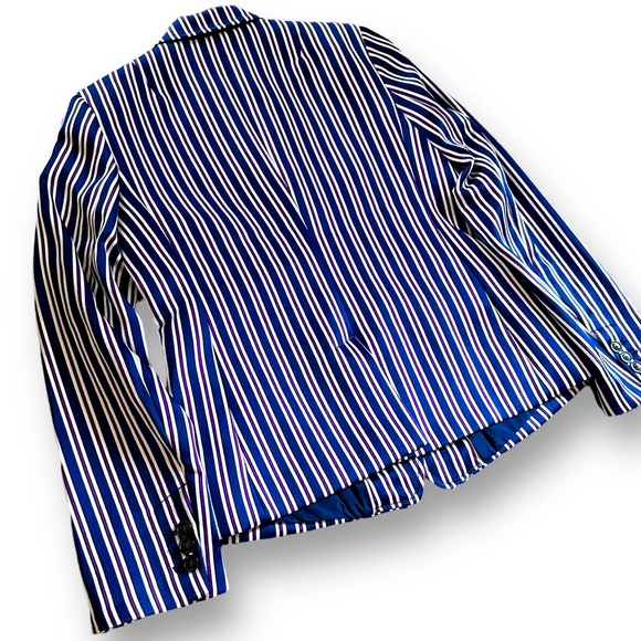 BANANA REPUBLIC Blue and White Stripe Double-Breasted Blazer - Picture 12 of 14